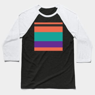 A miraculous consistency of Light Red Ochre, Faded Orange, Christmas Purple, Persian Green and Dark Charcoal stripes. Baseball T-Shirt